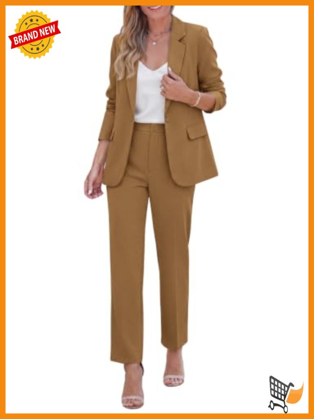 2 Piece Pant Suit Set Notch Lapel Blazer Straight Leg Trousers Business Work